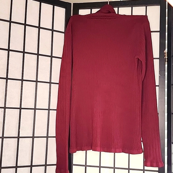 Van Heusen Burgundy Turtleneck Textured Sweater L Grannycore Coastal - Picture 2 of 5